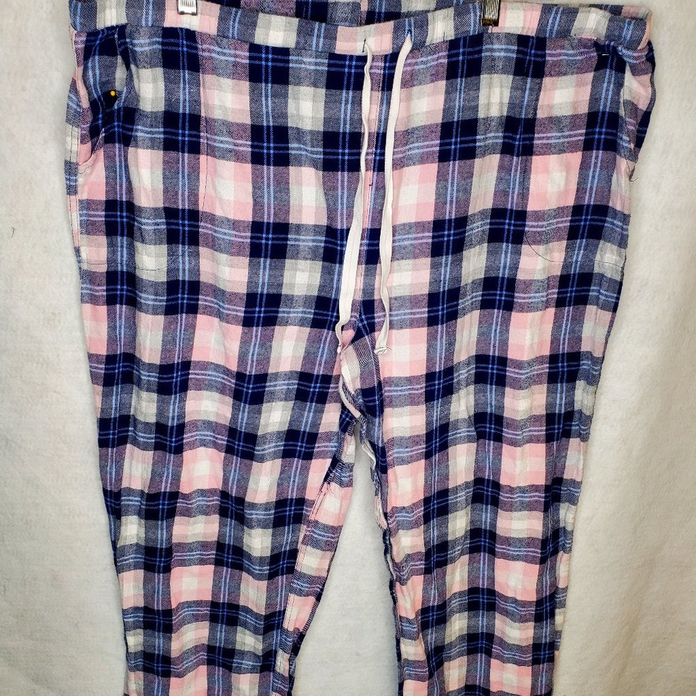 Cuddl Duds 2X blue & gray digital print polar fleece lounge/sleep bottoms